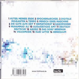 Rückseite einer CD mit Titelliste und Webadresse.