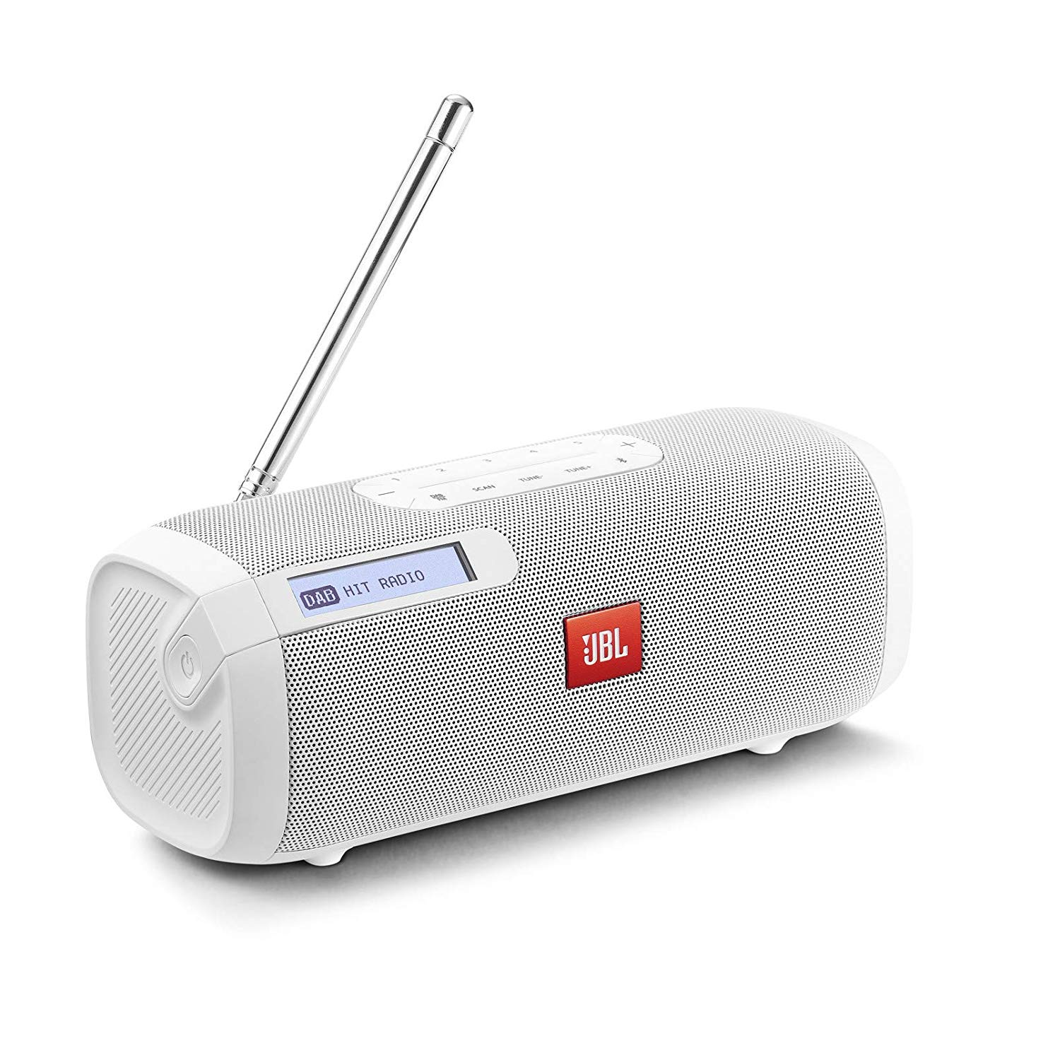 Altavoz portátil - JBL Tuner, Bluetooth, Radio FM, 5 W, Pantalla LCD, Blanco