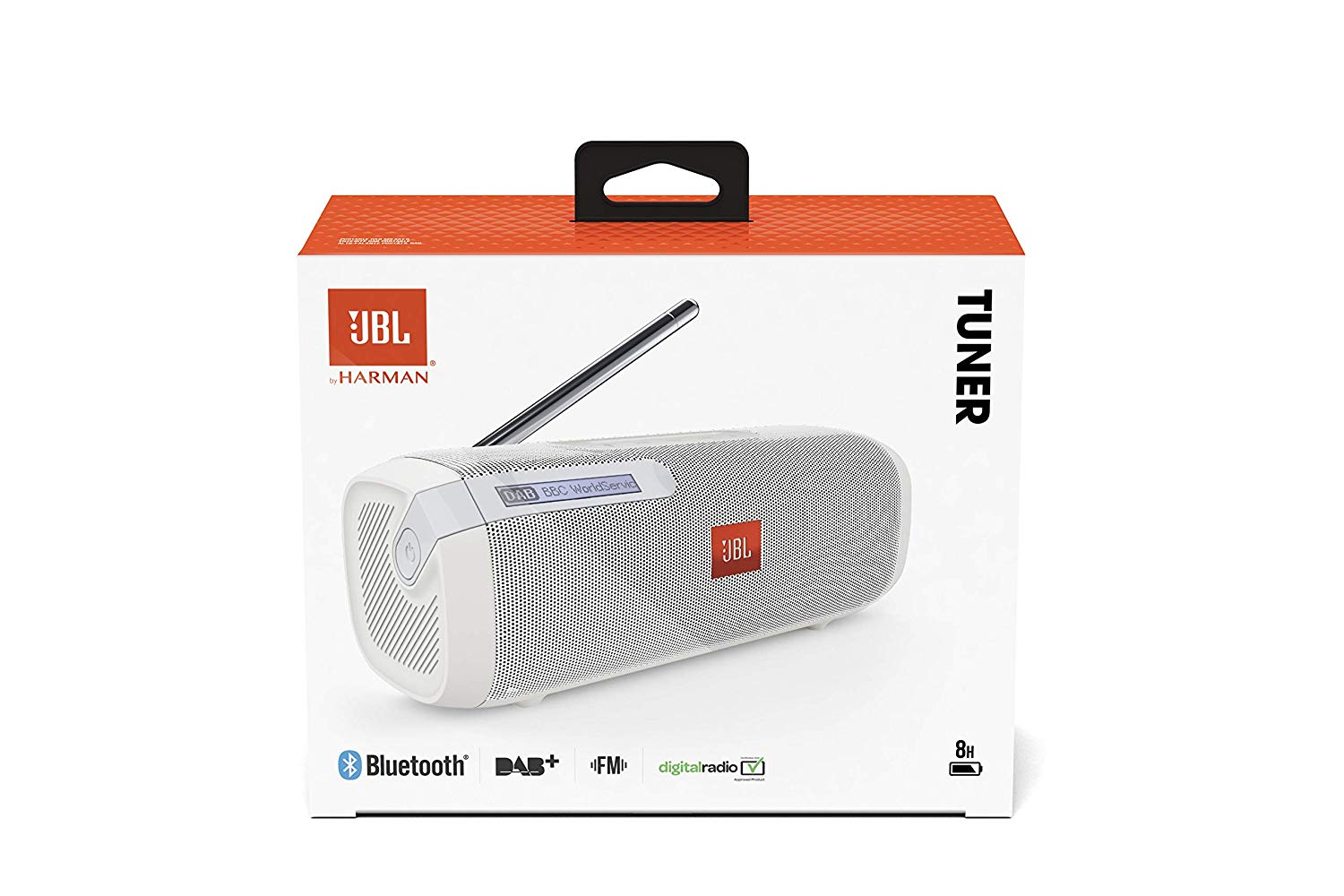 Altavoz portátil - JBL Tuner, Bluetooth, Radio FM, 5 W, Pantalla LCD, Blanco