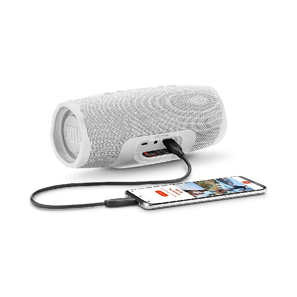 Altavoz inalámbrico - JBL Charge 4, 30 W, 80 dB, Bluetooth, IPX7, Blanco