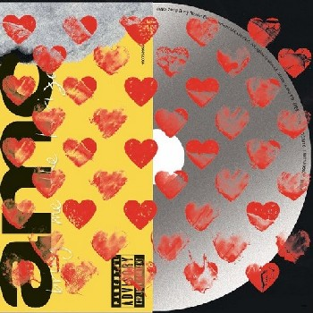 Albumcover mit Herzen und Text, eine CD mit Herzen darauf.