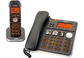 SWITEL D200 - Téléphone filaire / Téléphone sans fil DECT avec répondeur (Noir)