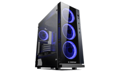 RAMPAGE Carisma-V1 4x 12cm Mavi Ledli Fan Siyah 1x USB3.0 2x USB 2.0 Cam Pencereli Oyuncu Kasa