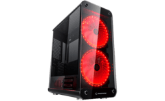 RAMPAGE Squadron 3x Şeffaf Tempered Camlı 2x USB 3.0 + 2x USB 2.0 2x RGB Fan+2x RGB Led Oyun Kasa Siyah