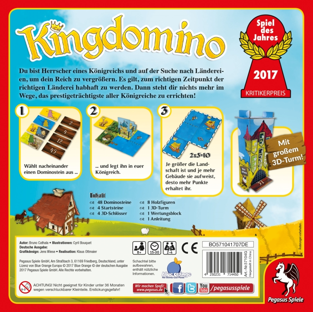 PEGASUS SPIELE Pegasus Spiele Kingdomino Spiel des Jahres 2017 Brettspiel Mehrfarbig