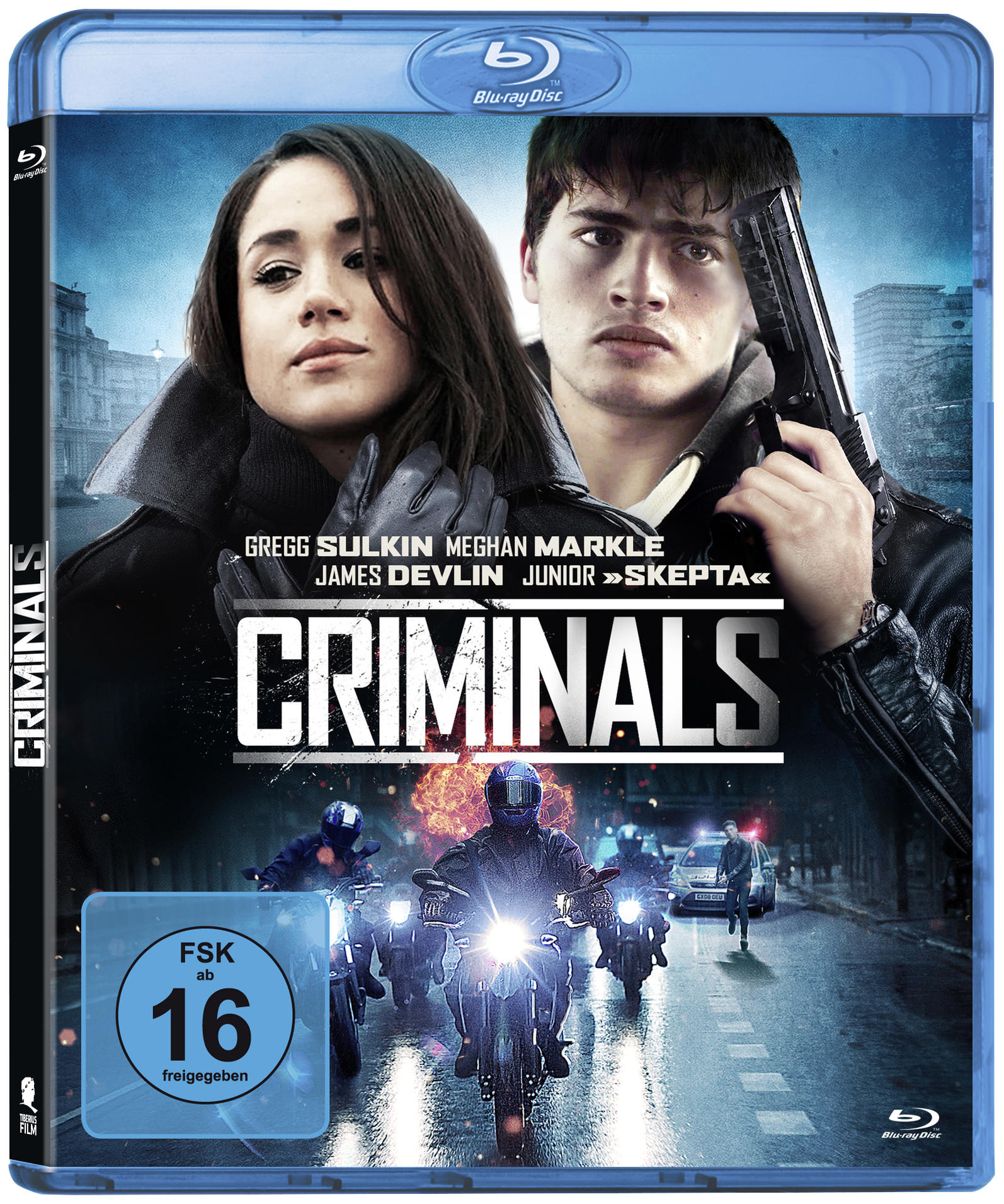 Filmcover von Criminals mit Schauspielern und Motorrädern.