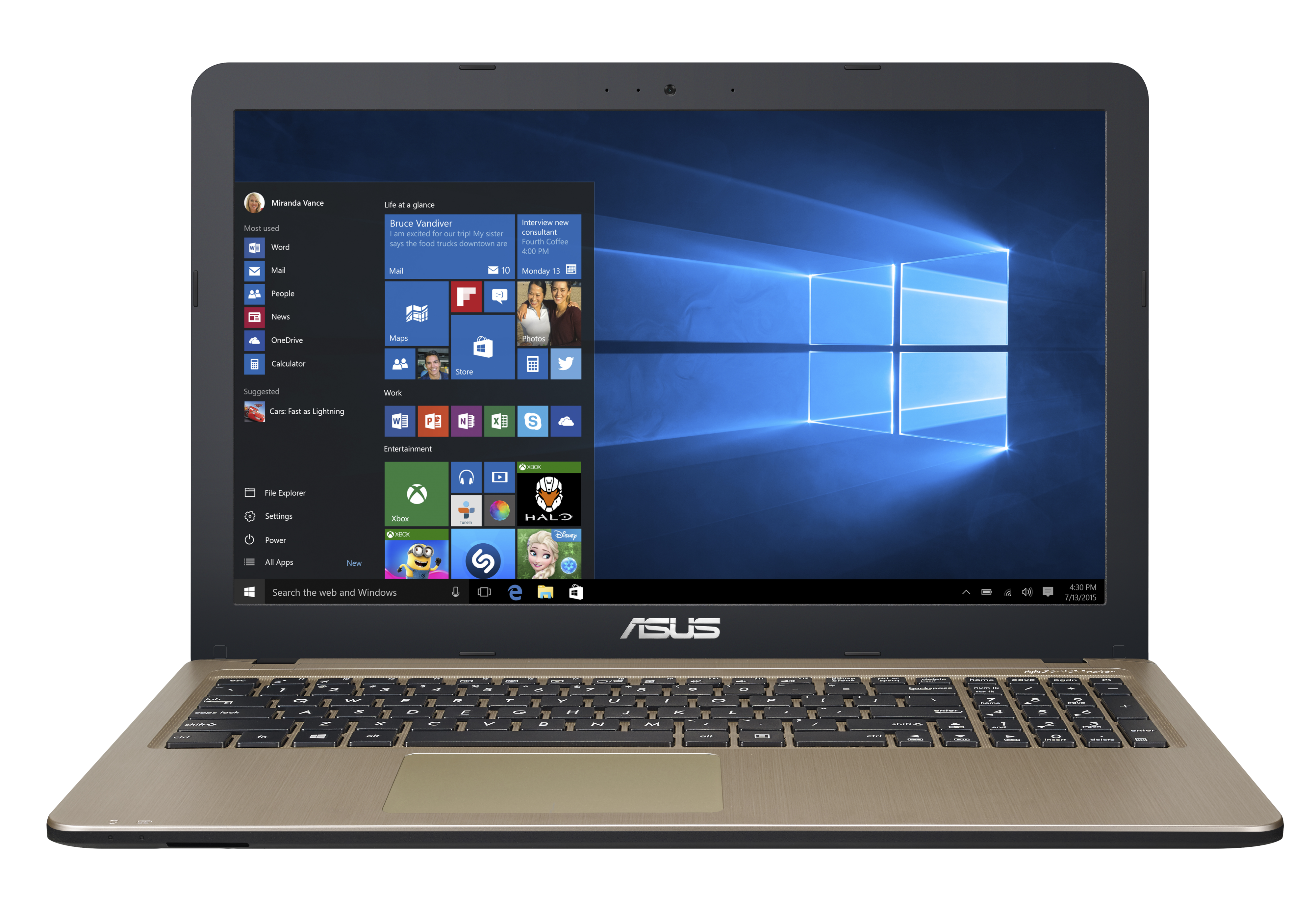 ASUS Notebook R540MA-GQ283T, schwarz (90NB0IR1-M07090) Notebook, 15,6 Zoll, HD, Intel® Celeron® N4000 Prozessor
(4M Cache, bis zu 2.60 GHz), 4 GB, 1 TB HDD