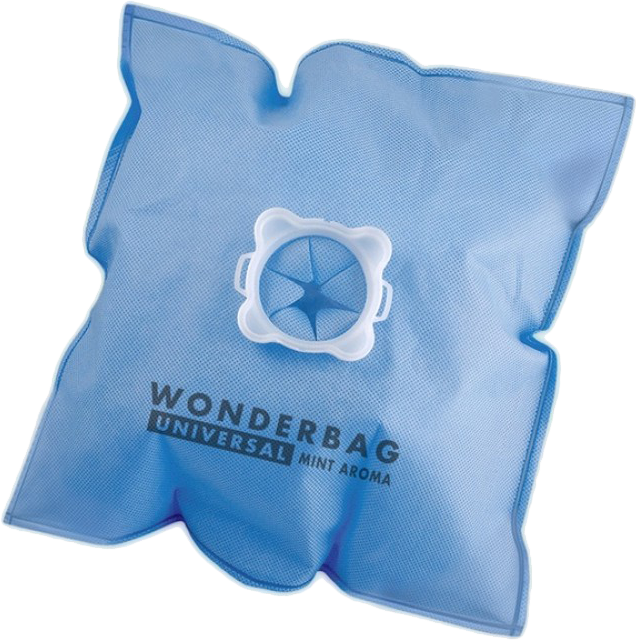 Kék Wonderbag fehér gyűrűvel, tárgyak tárolására használják.
