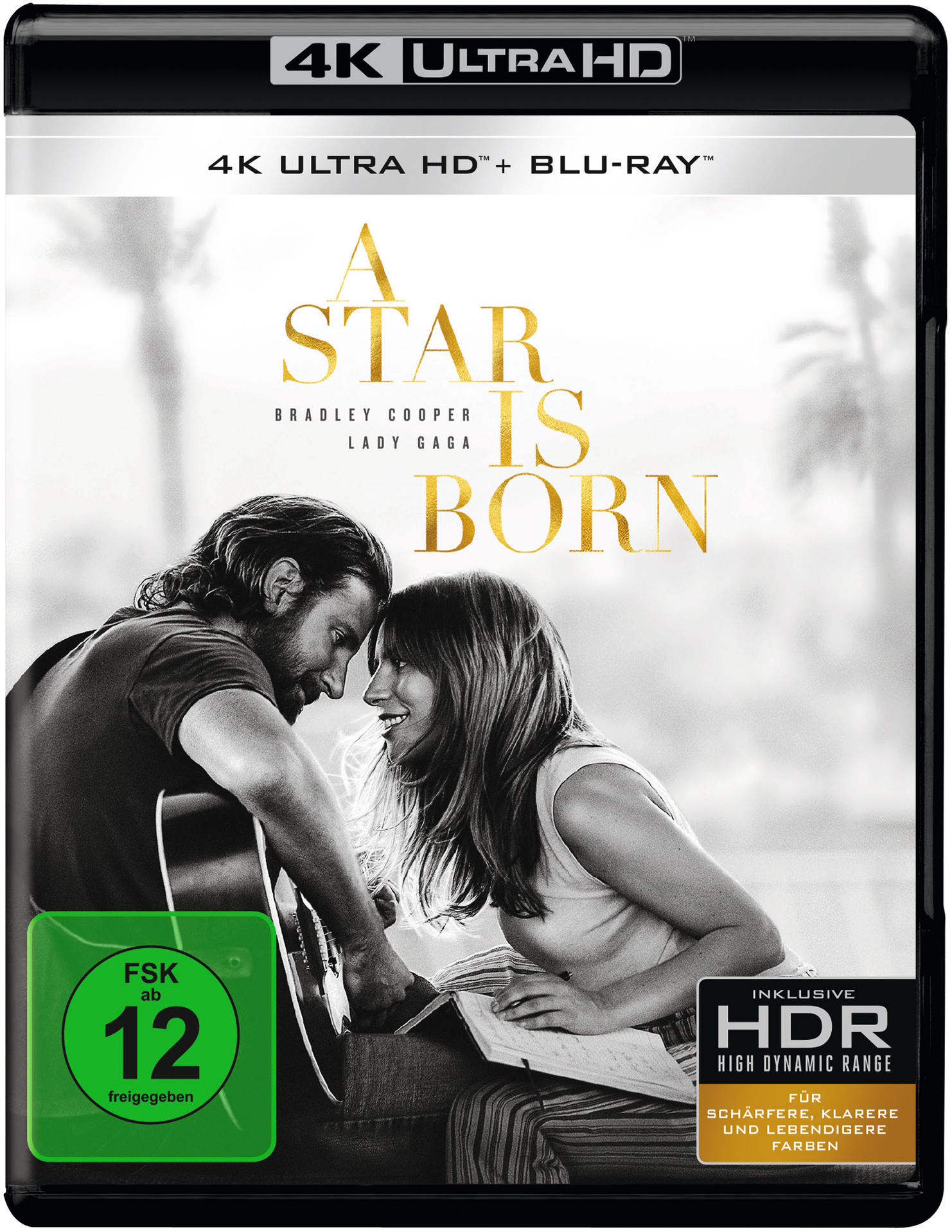 Filmcover für 'A Star is Born'. Bradley Cooper und Lady Gaga sind abgebildet. 4K Ultra HD Blu-ray.