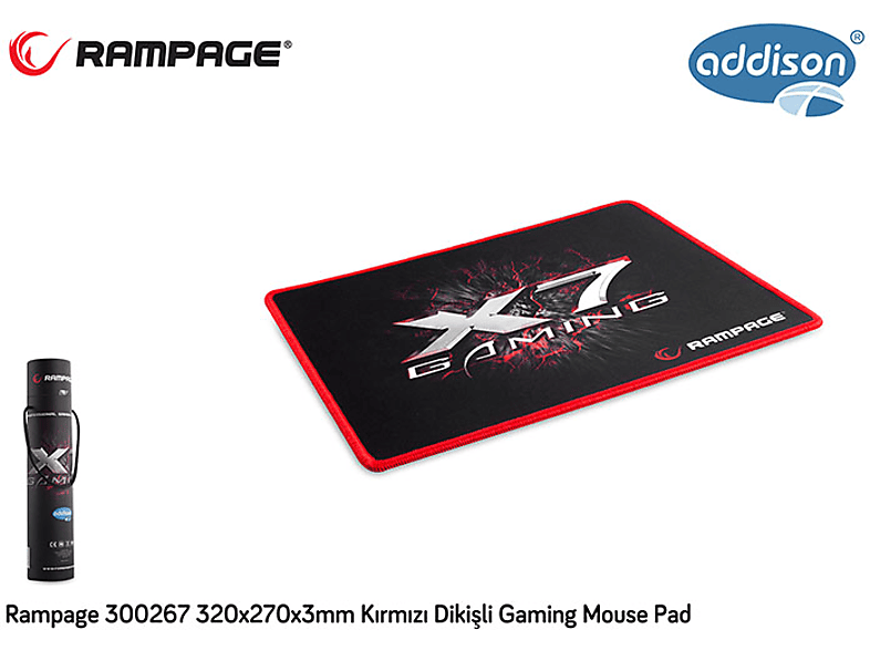 RAMPAGE 300267 320x270x3mm  Gaming Mouse Pad Kırmızı Dikişli_1