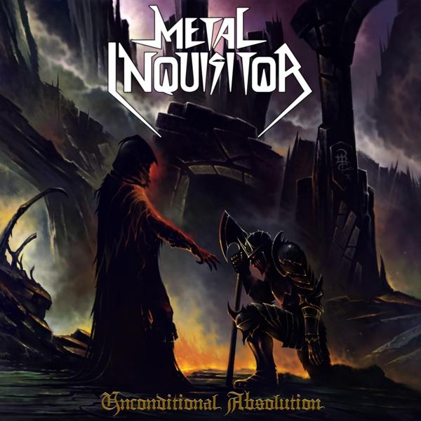 Albumcover mit Metal-Motiv, eine dunkle Figur und ein Ritter, mit Bandname und Albumtitel.