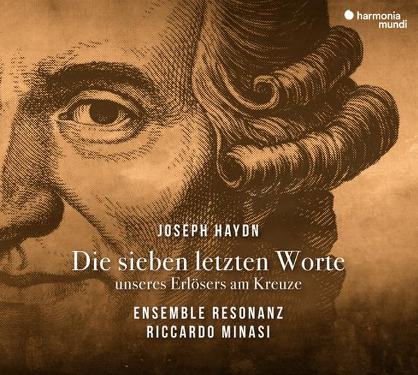 Albumhoes met een portret van een man. De tekst bevat 'Joseph Haydn' en 'Die sieben letzten Worte'.