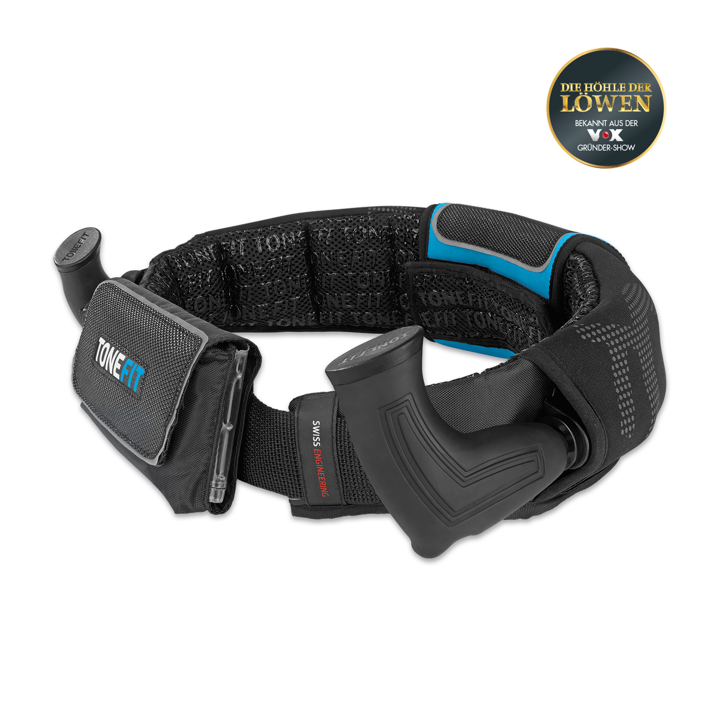 TONEFIT Schwarz/Blau Fitnessgürtel, Schwarz/Anthrazit/Blau