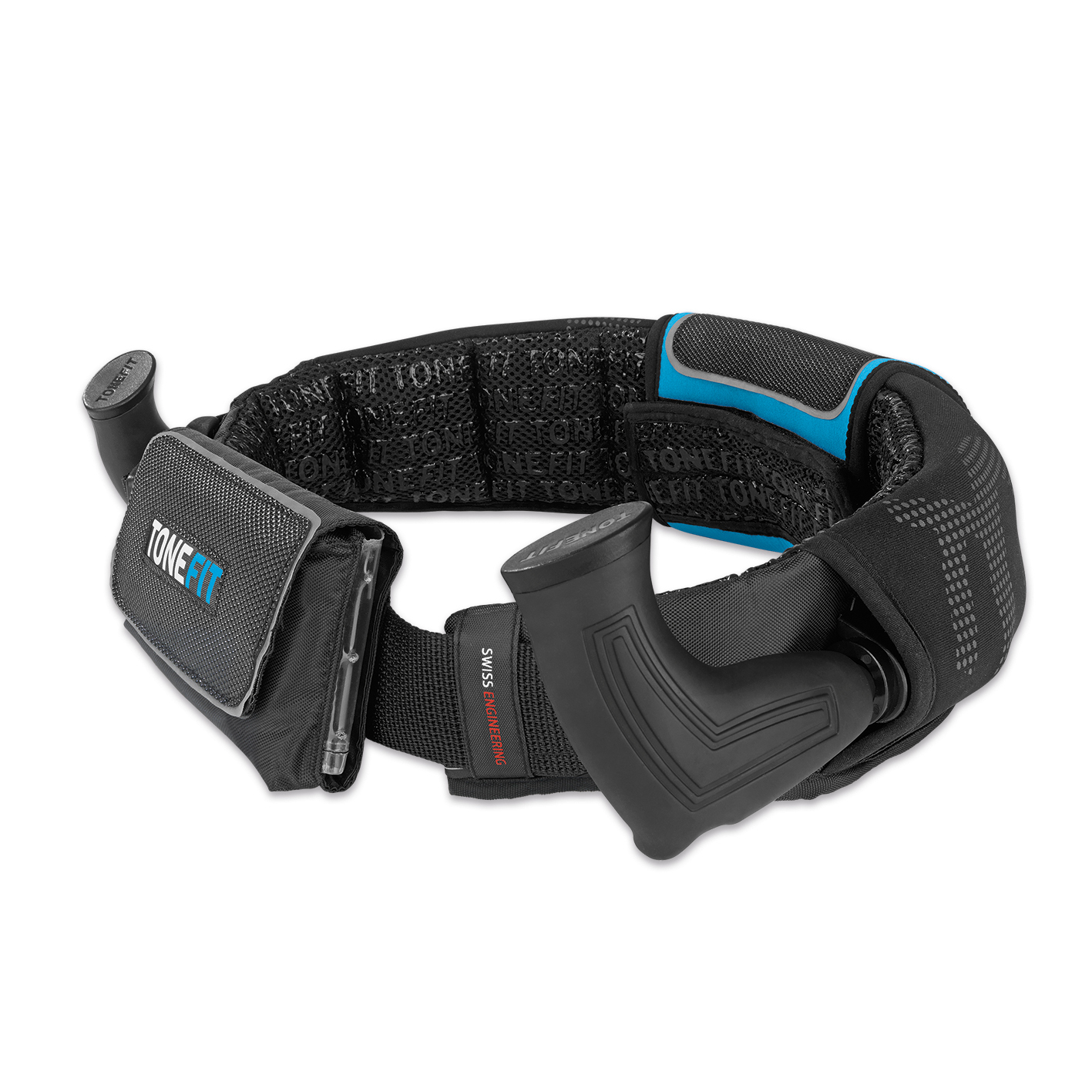 TONEFIT Schwarz/Blau Fitnessgürtel, Schwarz/Anthrazit/Blau