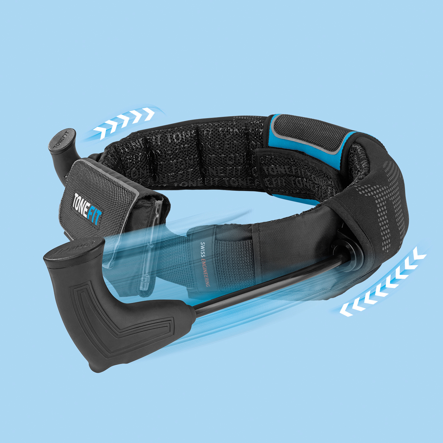 TONEFIT Schwarz/Blau Fitnessgürtel, Schwarz/Anthrazit/Blau