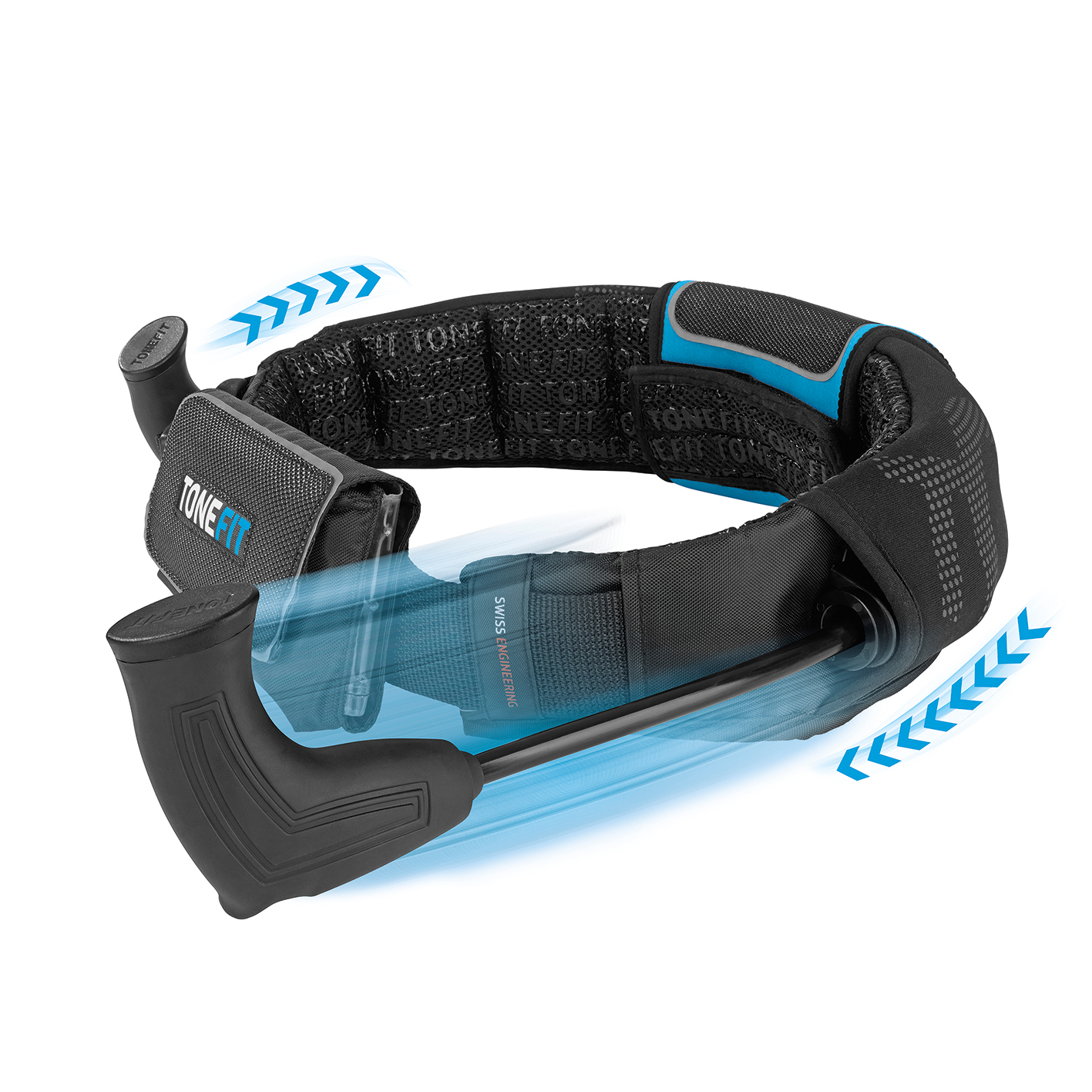 TONEFIT Schwarz/Blau Fitnessgürtel, Schwarz/Anthrazit/Blau