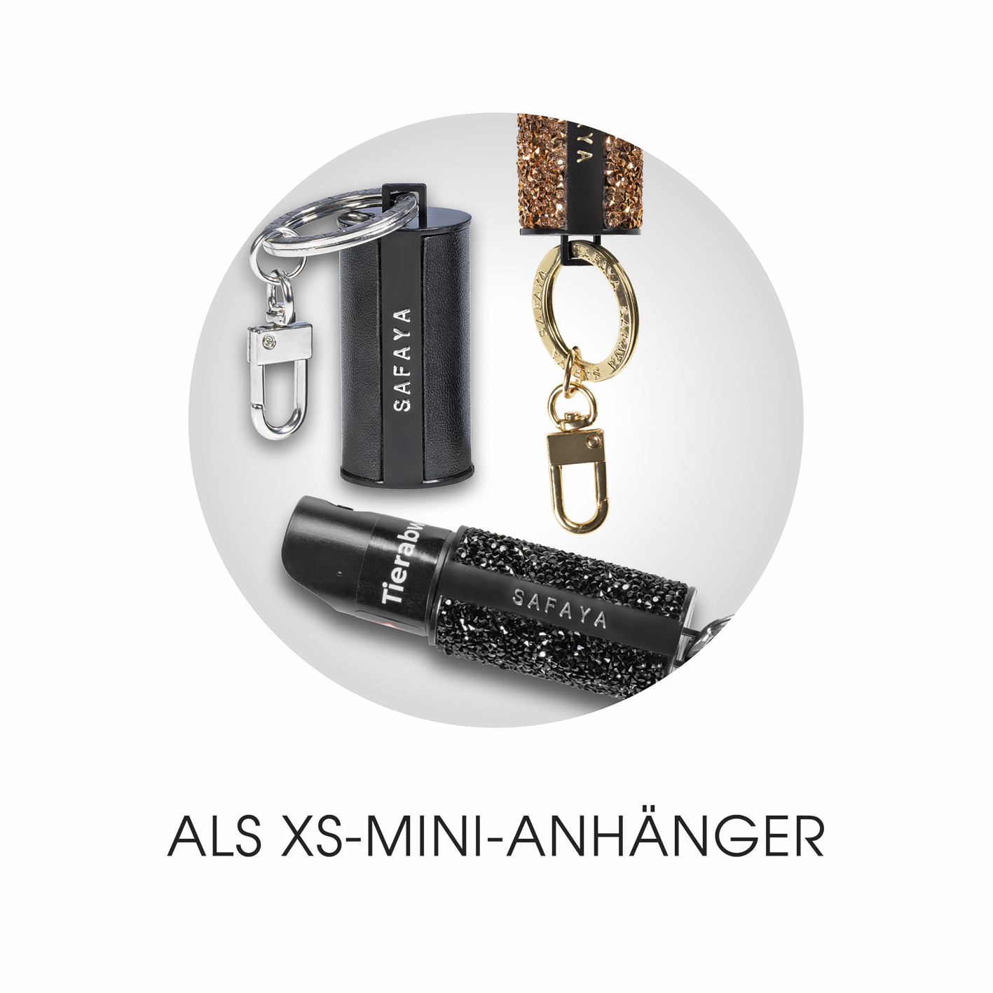 SAFAYA 7034 Anhänger Leder Schwarz Tierabwehrspray, Lederoptik Schwarz