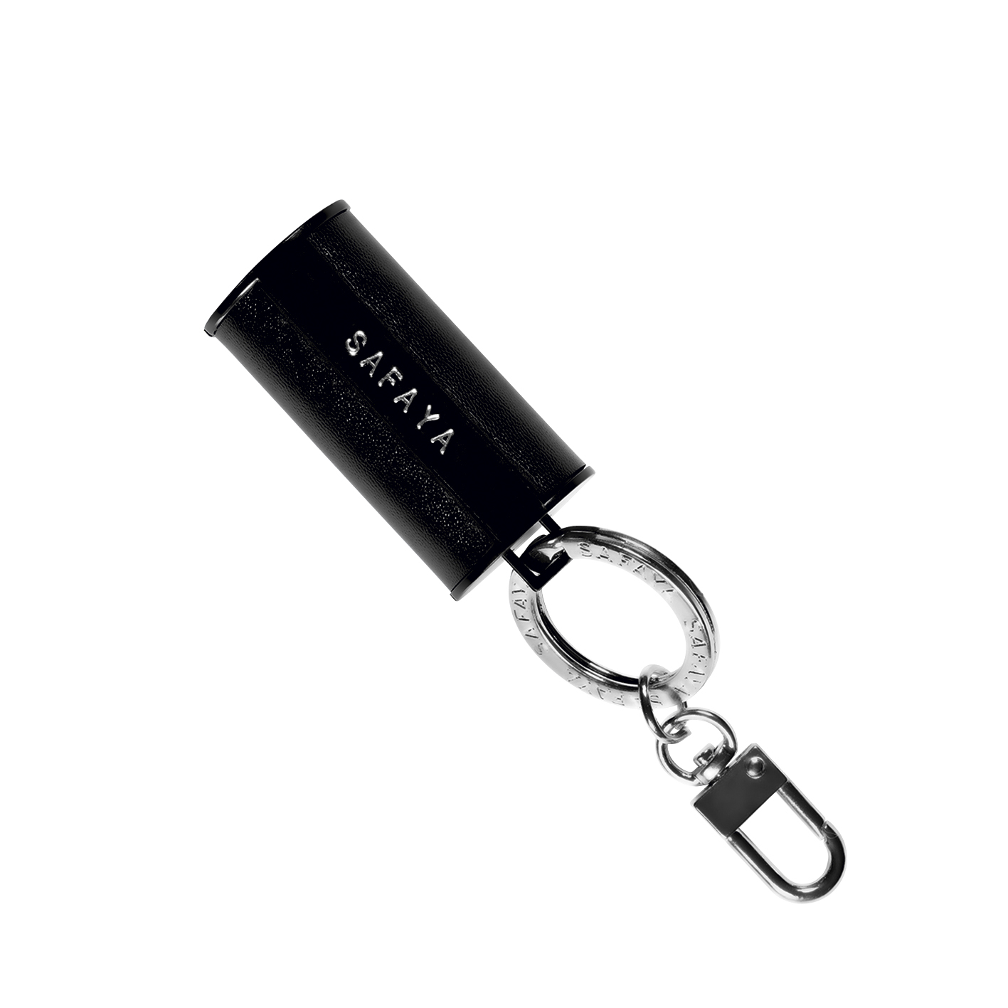 SAFAYA 7034 Anhänger Leder Schwarz Tierabwehrspray, Lederoptik Schwarz