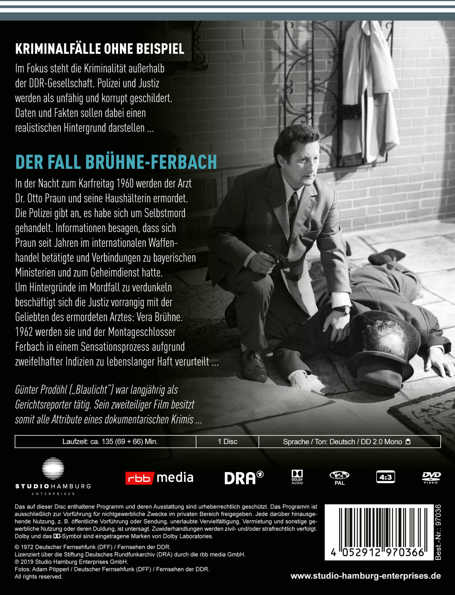 DVD-Hülle mit deutschem Text. Ein Mann im Anzug und eine Leiche am Boden.