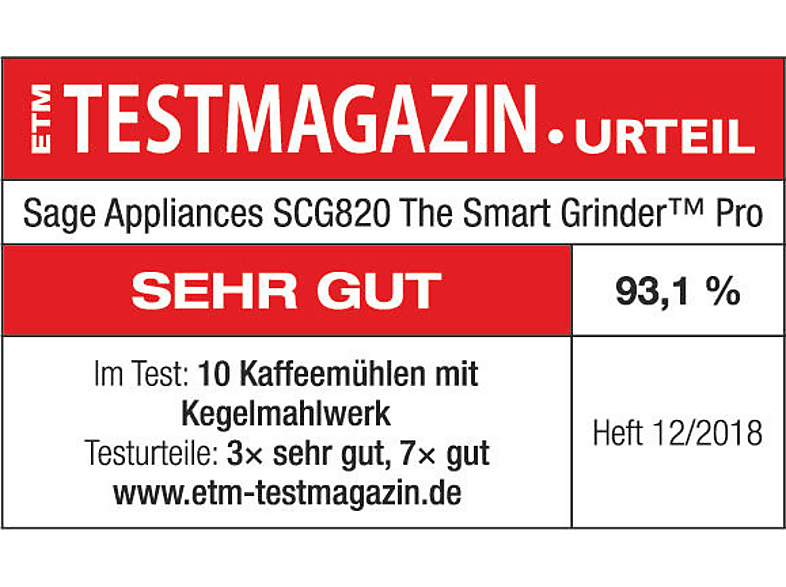 Sage SCG820BSS4EEU1 The Smart Grinder Pro Kaffeemühle (Silber, 165 Watt, Konisches Mahlwerk) — Foto 2 von 2