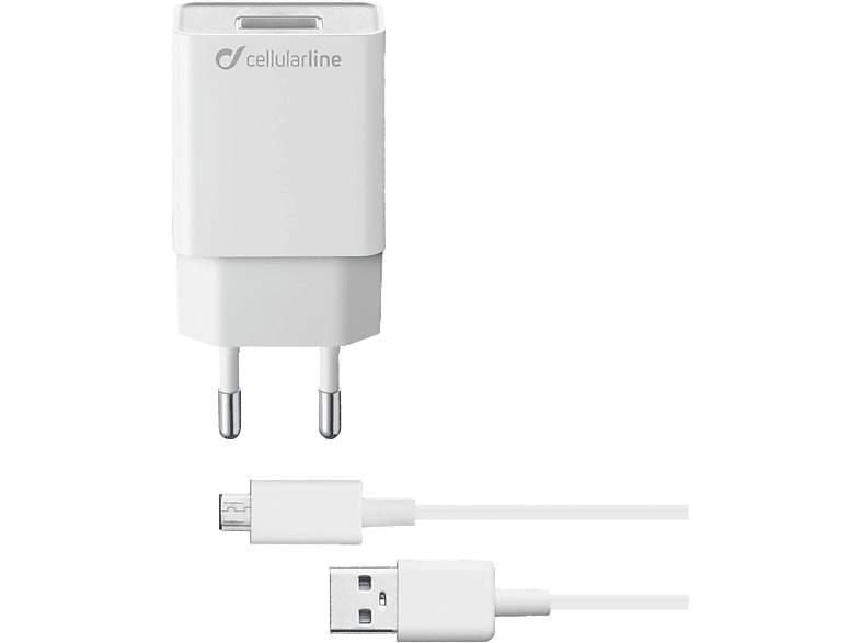 CELLULARLINE Netlader 5W + microUSB-kabel 1 m (ACHSMKIT5WMUSBW)