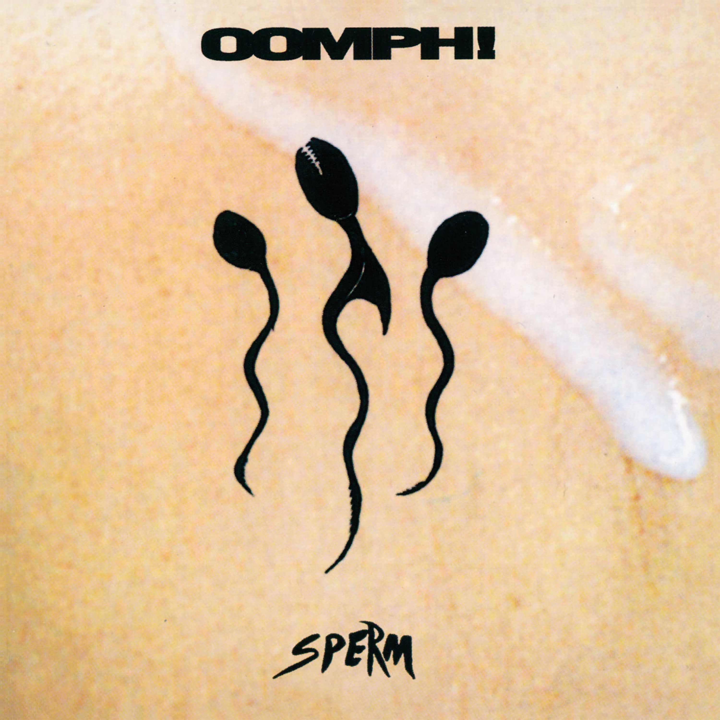 OOMPH!-Albumcover mit spermienartigen Figuren auf fleischfarbenem Hintergrund.