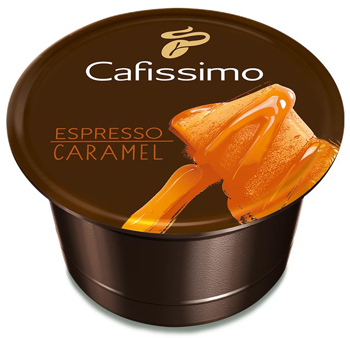 Cafissimo espresso karamell kávékapszula, karamellszósszal.