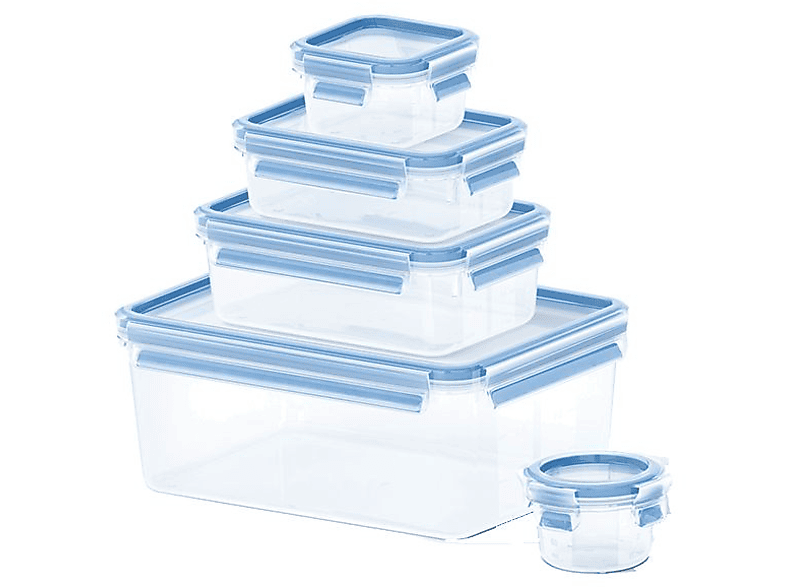 Pack Tupper - Tefal Clip&Close K3029012, 5 recipientes , 0.15 L-3.7 L, Plástico, Transparente
