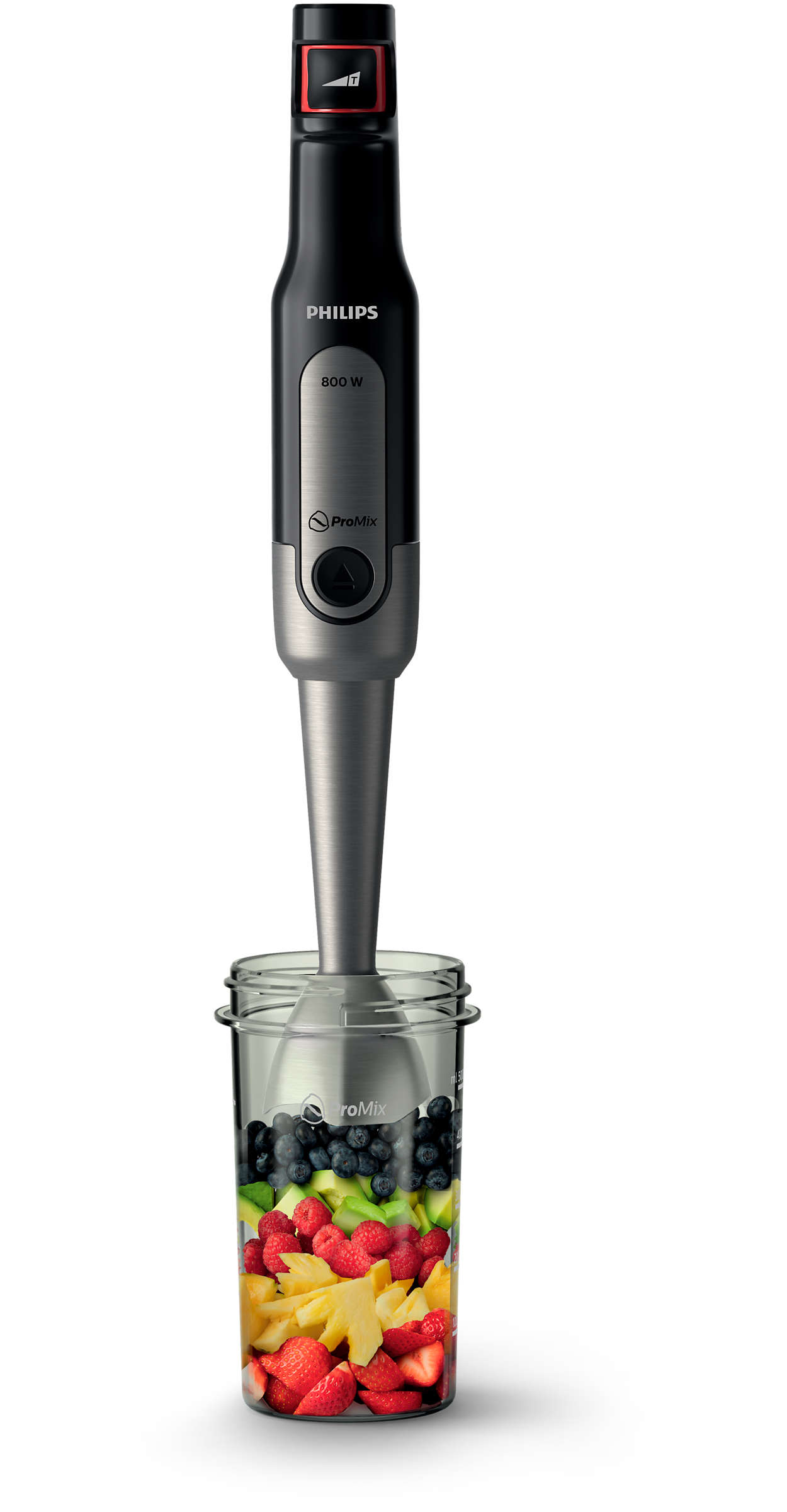 PHILIPS HR2657/90 Viva ProMix 800 Veggie Set Stabmixer (schwarz, 800 Watt, Mobile Trinkflache 500 ml)