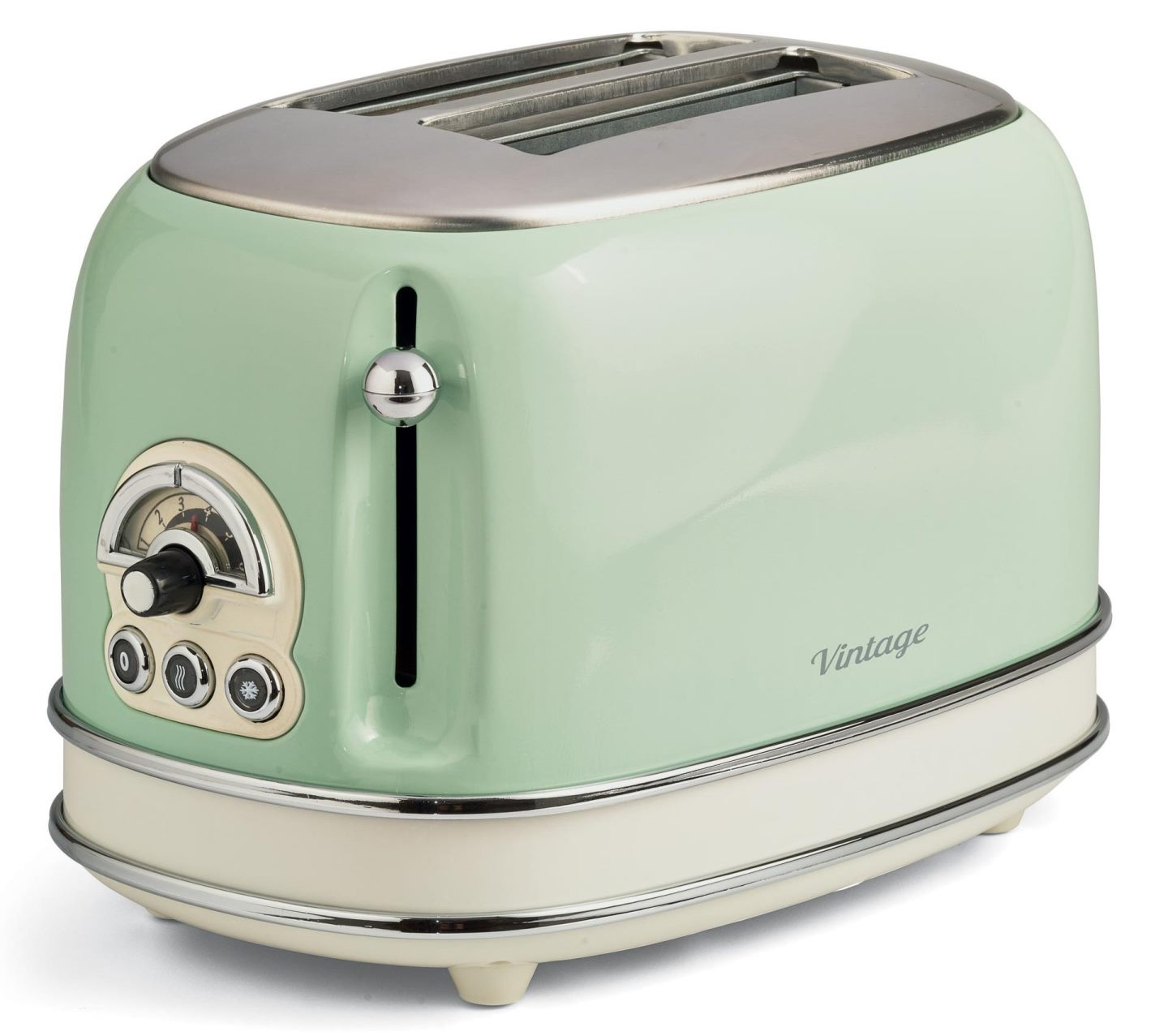 Tostadora - Ariete 155/14 Vintage, 2 ranuras, 810 W, 6 niveles, Descongelación, Diseño retro, Verde