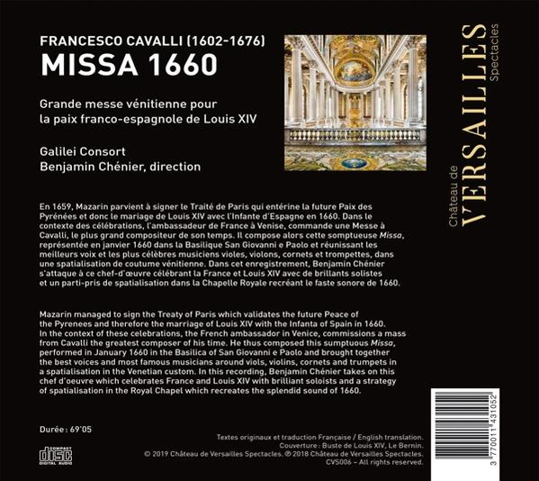 CD-Cover: Francesco Cavalli, Text und Text auf Französisch. Bild einer Kirche mit Text. Weißer Hintergrund.