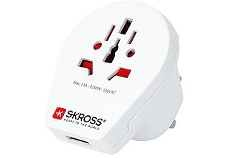 SKROSS World to UK USB - Adaptateur Voyage (Blanc)