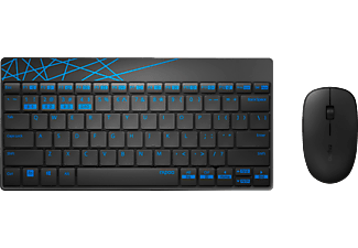 RAPOO 8000M - Clavier et souris sans fil (Noir/Bleu)