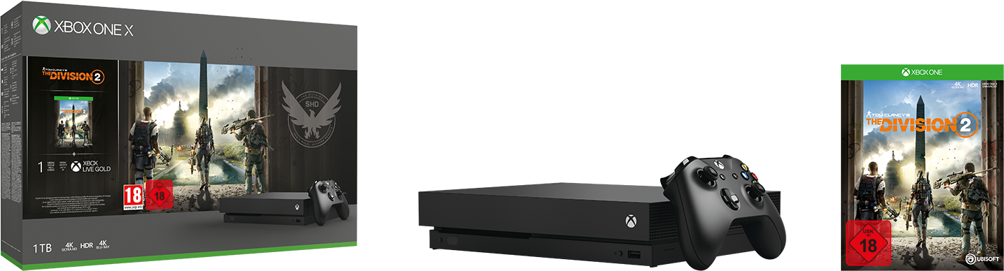 Xbox One X 1TB - Tom Clancy‘s The Division 2 Bundle - Spielkonsole - Schwarz