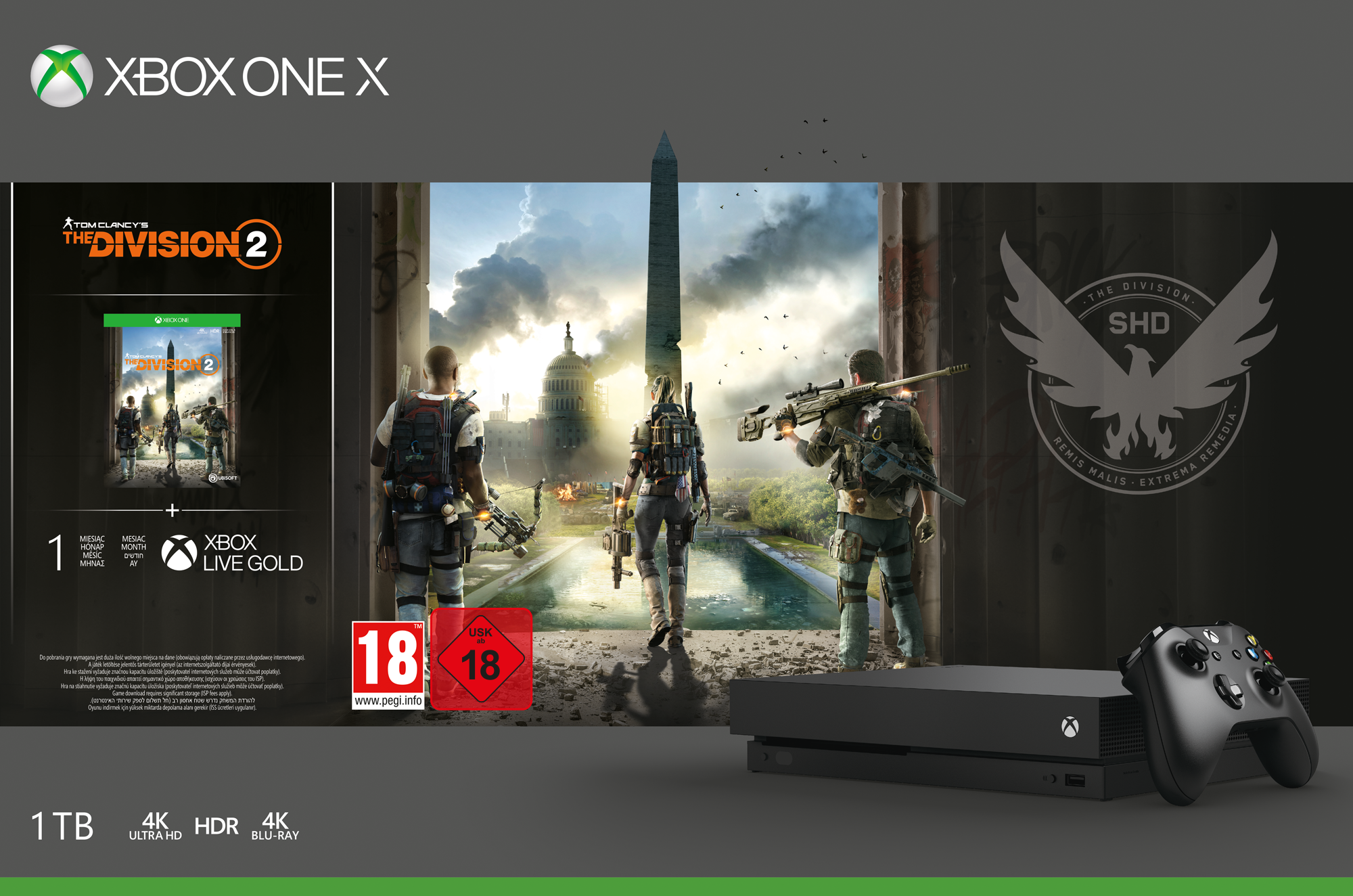 Xbox One X 1TB - Tom Clancy‘s The Division 2 Bundle - Spielkonsole - Schwarz