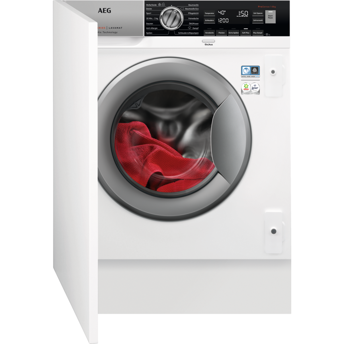 AEG L8FEI7480 Serie 8000 Lavamat Waschmaschine Frontlader (8,0 kg, 1351 U/Min., vollintegrierbar, Weiß)