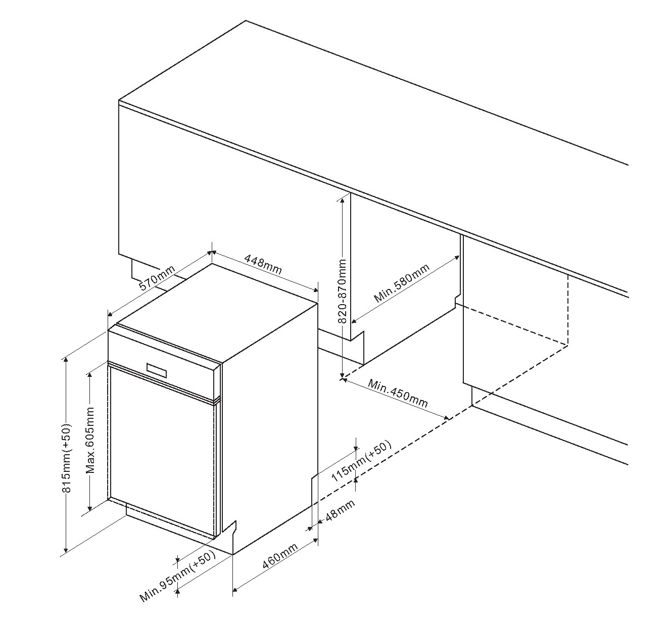 AMICA EGSP 14895-1 E Geschirrspüler (teilintegrierbar, 450 mm breit, 49 dB (A), E)