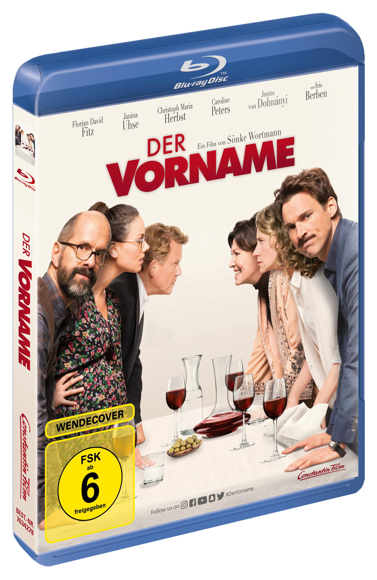 Filmcover für 'Der Vorname' mit Schauspielern, Blu-ray Disc Label und blauem Gehäuse.