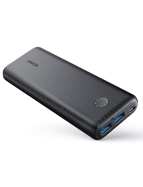 Powerbank - Anker PowerCore II 20000, 2 USB, 20000 mAh, Carga rápida PowerIQ 2.0, Negro