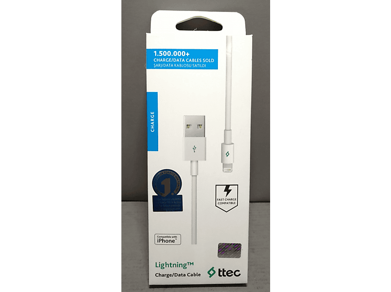 TTEC 2DK7508B 1 m Beyaz USB to Lightning Şarj Kablosu_3