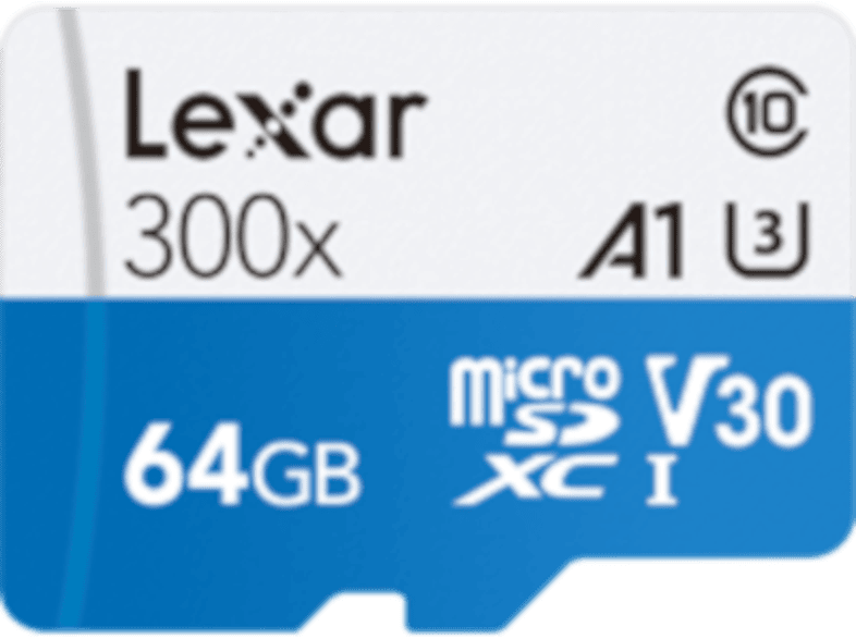 LEXAR Geheugenkaart microSDXC UHS-I 300x 64 GB Class 10 + adapter (LSDMI64GB1EU300A)