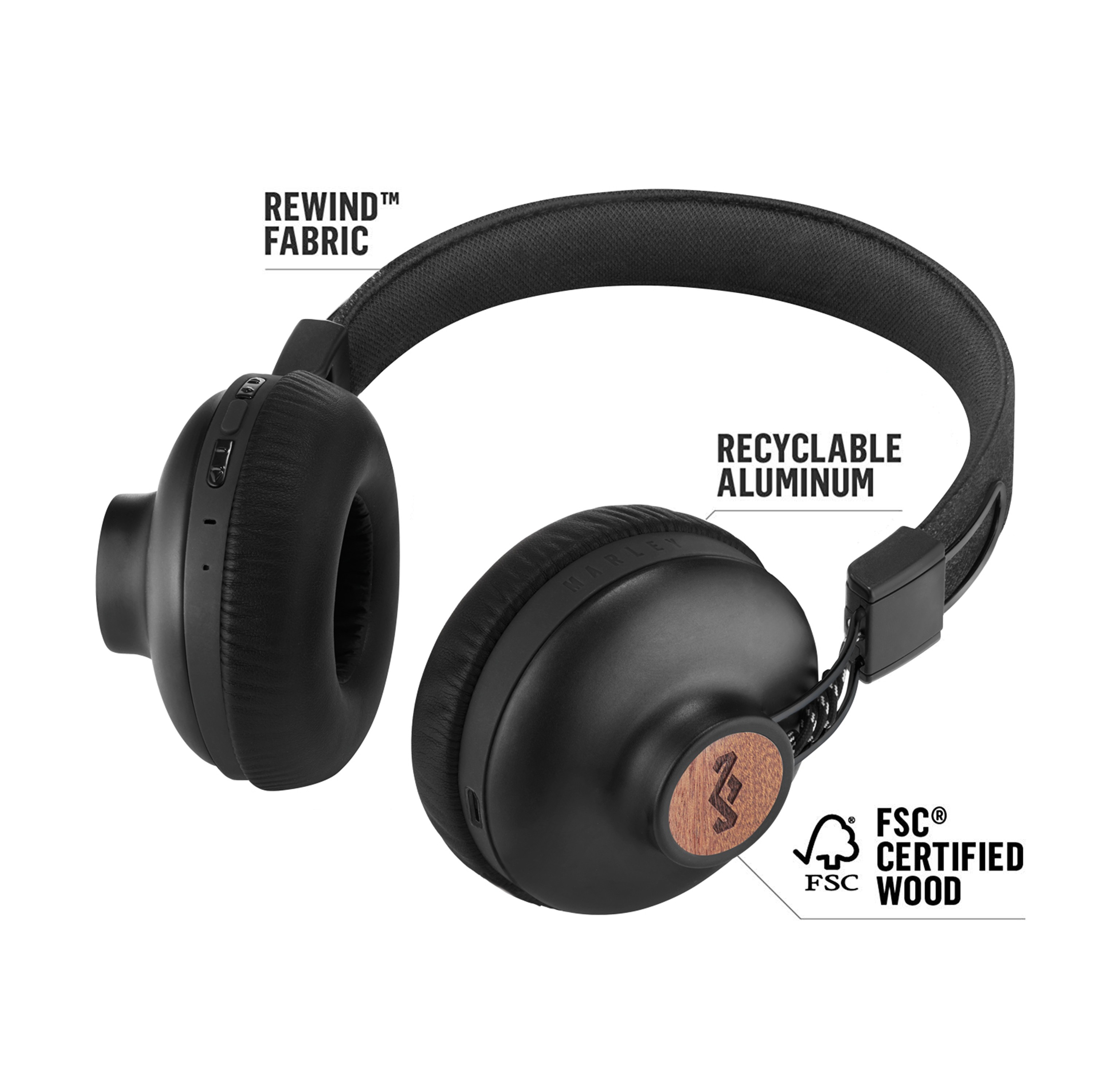 HOUSE OF MARLEY POSITIVE VIBRATION 2 BT SIGN BLACK On-ear Hoofdtelefoon Zwart