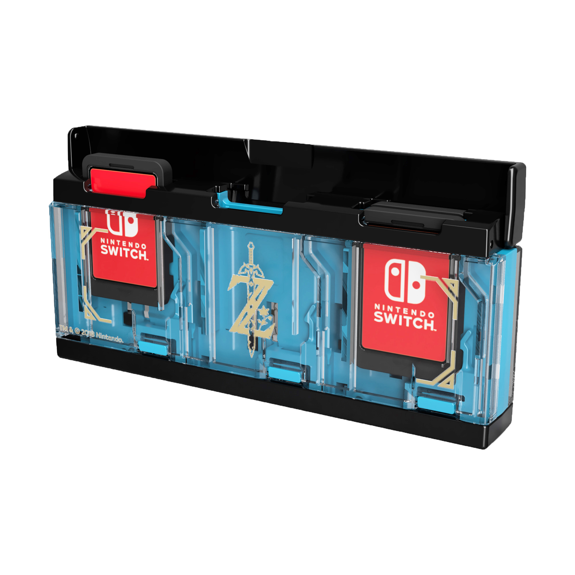 HORI Switch Zelda Pop & Lock Spielkartenhalter, Spielkartenhalter, Schwarz/Transparent