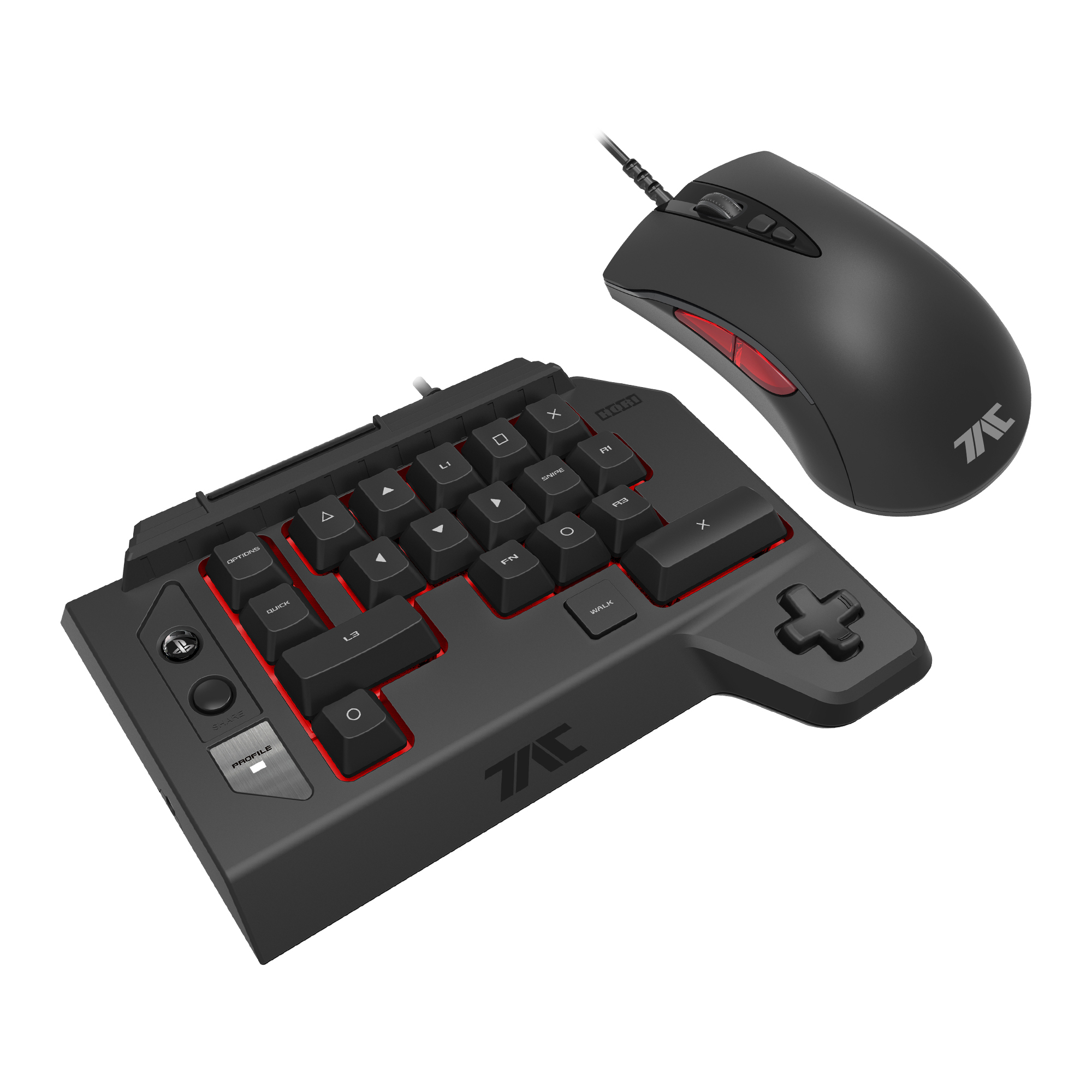 HORI TAC Four V2.0 Tastatur-Maus Set Schwarz für PlayStation 3, PlayStation 4, PC