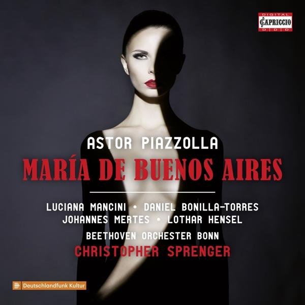 Albumcover mit Frauengesicht im Schatten. Text: Astor Piazzolla, Maria de Buenos Aires.