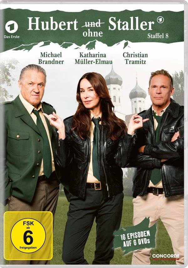 DVD-Cover mit drei Polizisten und dem Text: Hubert und Staller, Staffel 8.
