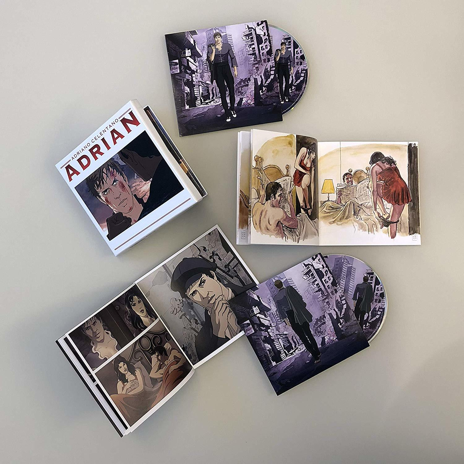 Comic-Layout mit Cover, offenen Seiten und CD. Comic über einen Mann in einer Stadt.