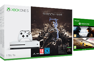 Xbox One S 1TB - Mittelerde: Schatten des Krieges (DLC) Bundle + 2 Bonus Games - Console di gioco - Bianco