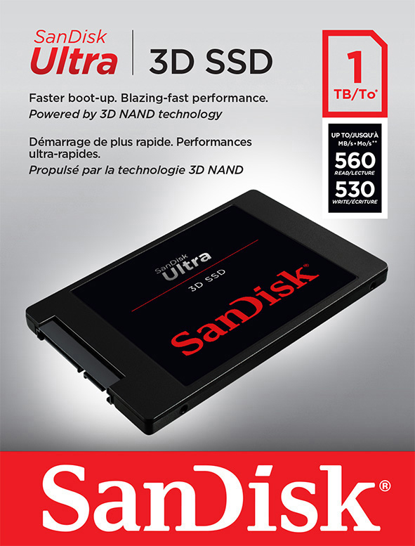 SANDISK Ultra® 3D Speicher, 1 TB SSD SATA 6 Gbps, 2,5 Zoll, intern