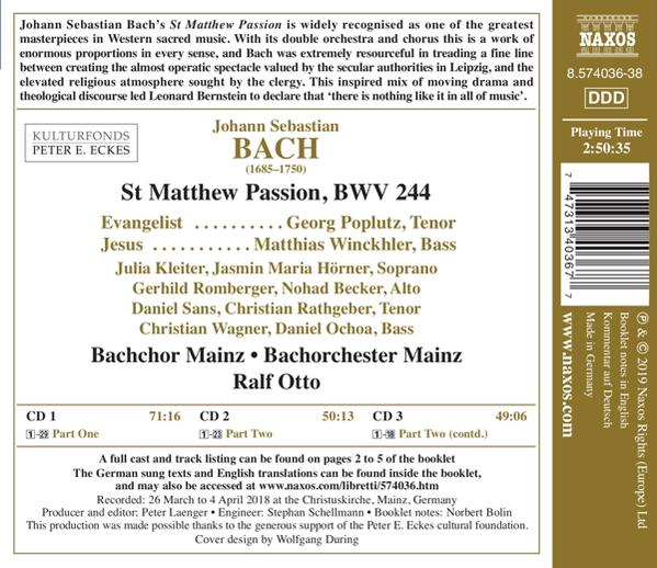 CD-Cover mit Text, Trackliste und Credits. Naxos-Logo und Bachs Bild sind sichtbar.